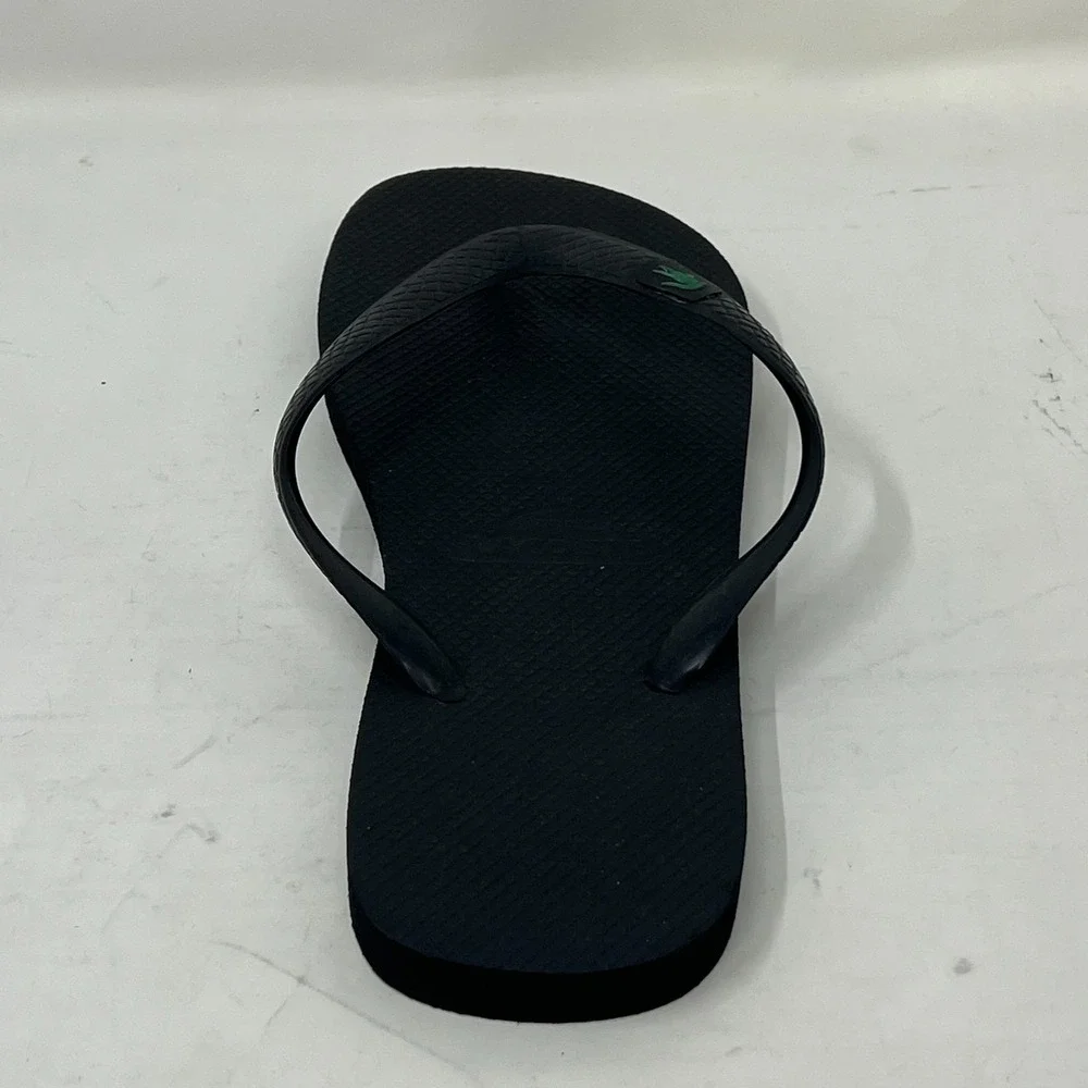 Lacoste Flip Flop Beach Sandals Black with Logo Men's US Size 12 VTG NEW